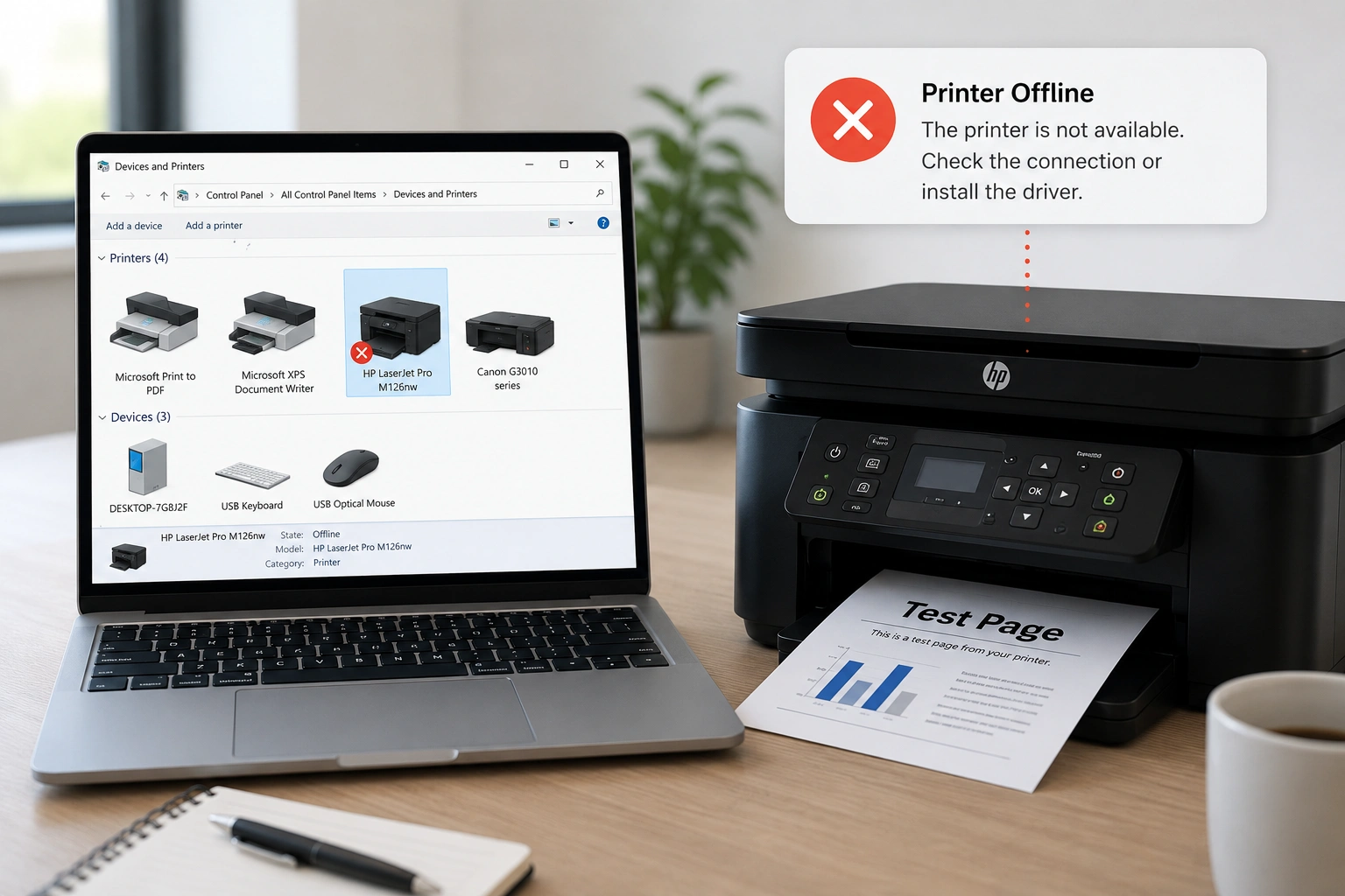 Printer status offline or not printing?